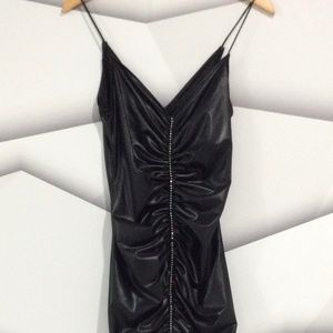 *BLACK* Ruched Sexy Hourglass Dress w/Fringe & Rhinestones *ONE of a KIND FIND*